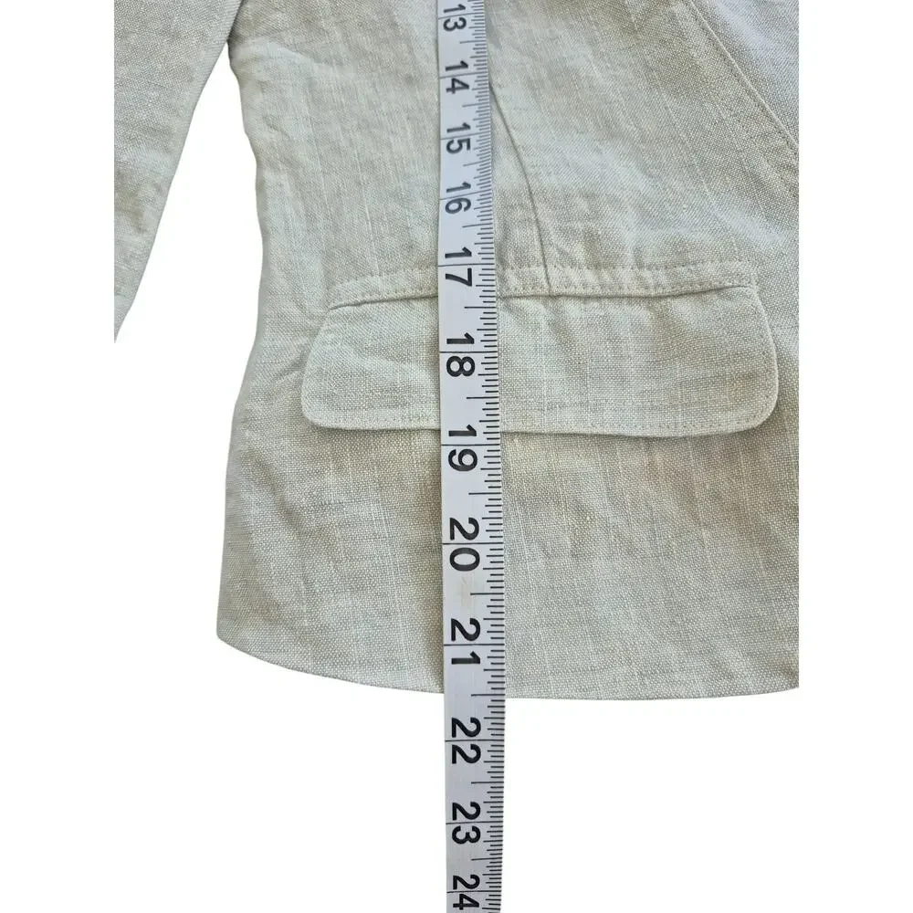 Vintage Lauren Ralph Lauren Linen Blazer Womens Sz 10 Gray Romantic Luxury Y2K